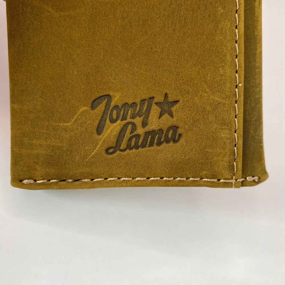 Tony Lana Men's RFID Trifold Wallet Brown Leather Rodeo Western NIB